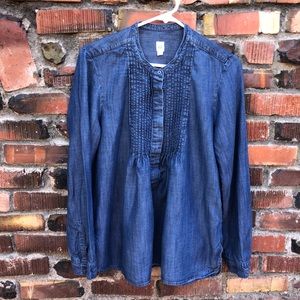 Gap Ruffled Lightweight Denim Popover | Sz L